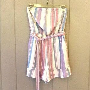 American eagle outfitters striped strapless romper